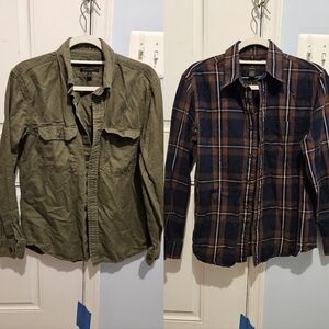 Men's Green and Brown Plaid Shirts